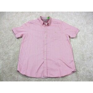 Ted Baker Shirt Mens Extra Large XL 6 Pink Cotton Short Sleeve Casual Button Up